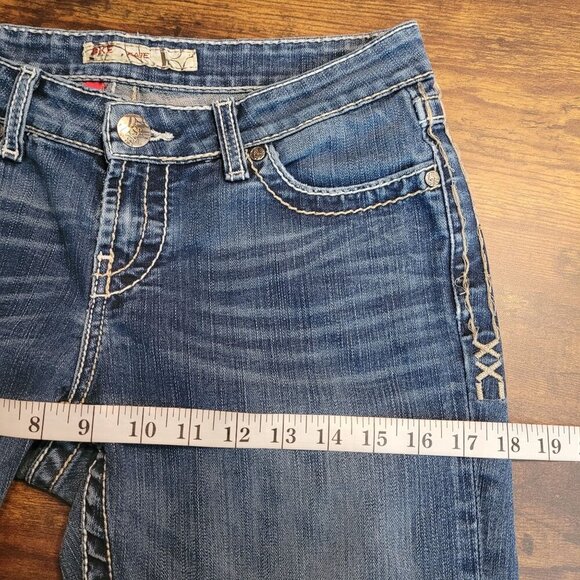 BKE Jeans Womens 27 Kate Bootcut Low Rise Ripped Medium Light Wash Stretch - Picture 8 of 12